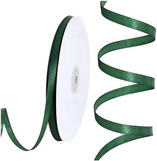 TONIFUL 1/4 Inch x 100yds Emerald Green Christmas Green Satin Ribbon, Thin - Image 7