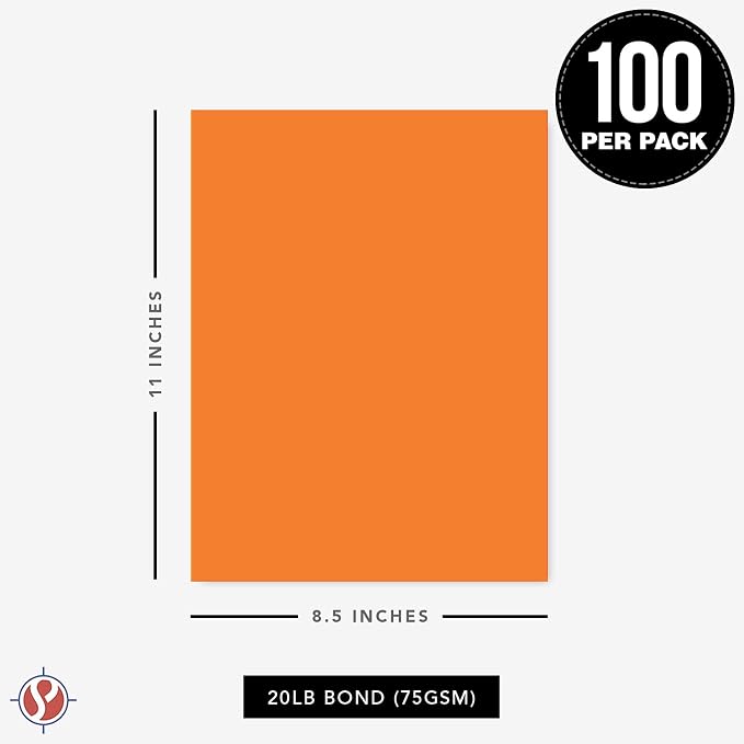 8.5 x 11" Orange Color Paper Smooth, - Image 6
