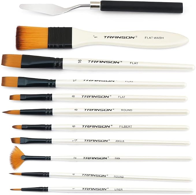 Transon Paint Brush Kit 10pcs Art Brushes and 1 Paint Spatula - Image 7