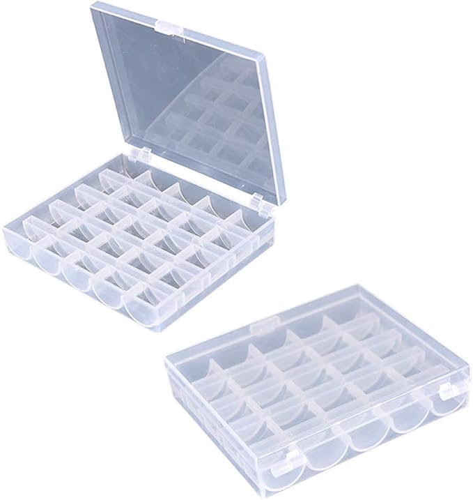 AKIRO 25 Slots Empty Bobbins Spools Box, Sewing Craft Plastic Case Storage Box - Image 5