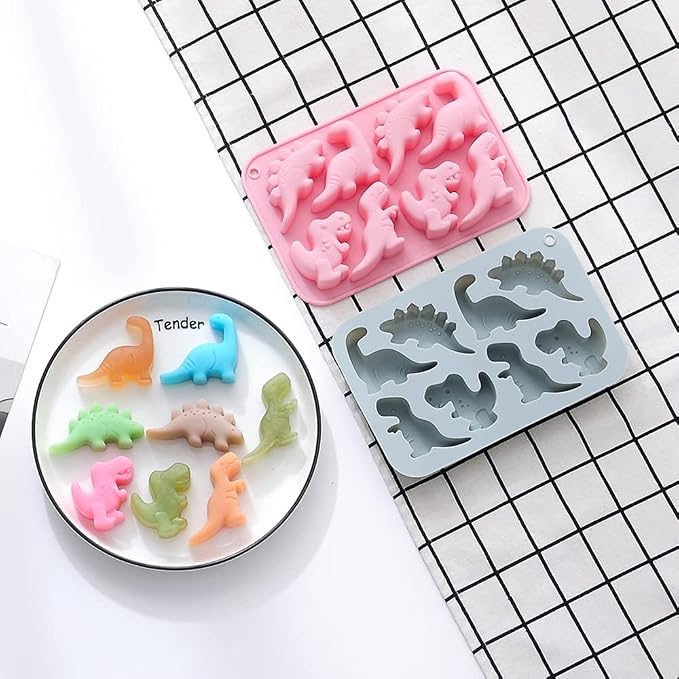 2 Pack Cute Dinosaur Silicone Molds 3D Dinosaur Themed Baking Mould Tray DIY - Image 8