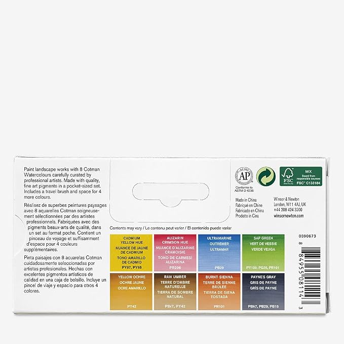 Winsor & Newton Cotman Watercolor Paint Set, 8 Half Pan, Landscape Colors w/ - Image 4