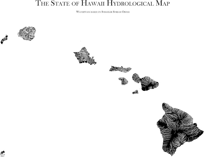 Muir Way Hydrological River Map of Hawaii by MuirWay