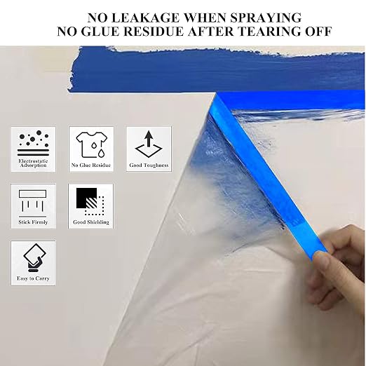 VECOPE 3-Piece Set, Pre- Masking Film Protection Covering Cloth Tape | - Image 7