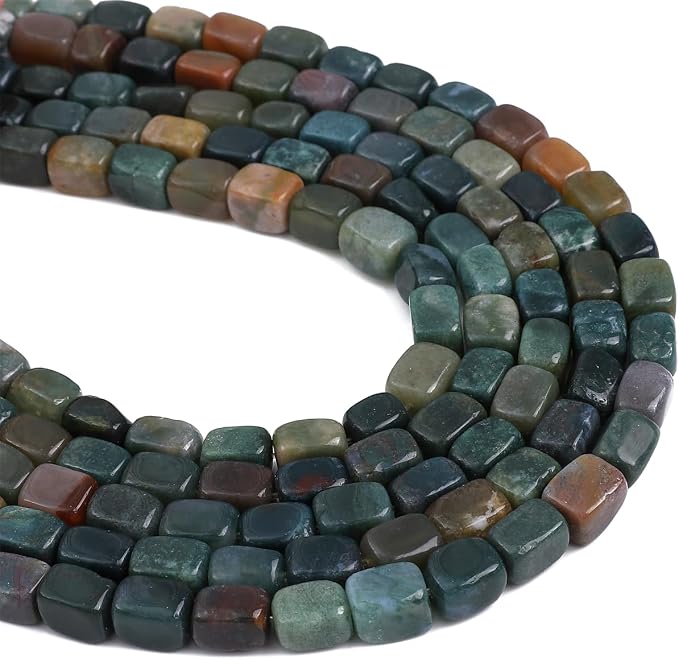 Natural Indian Agate Cuboid Stone Loose Semi Gemstone Beads - Image 6