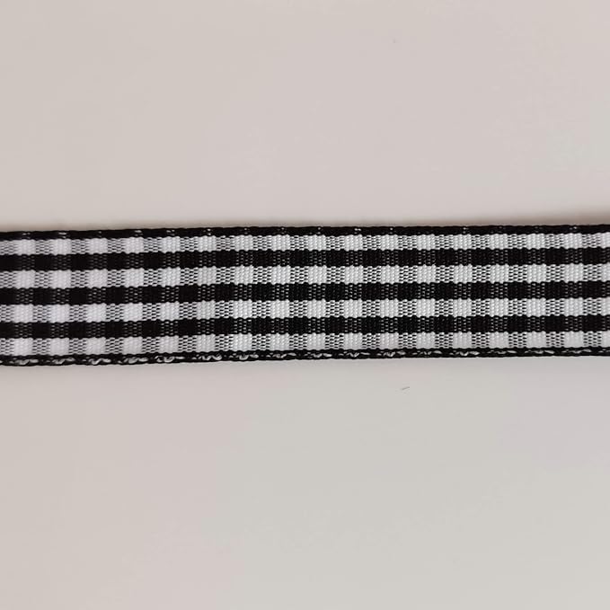 Black and White Wovon Edge Gingham Ribbon 25 Yard Each Roll 100% Polyester - Image 9