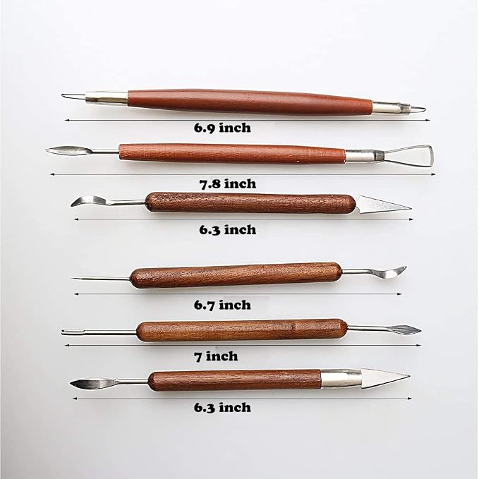 S & E TEACHER'S EDITION 6 Pcs Pottery & Clay Sculpting Tools, Double-Sided - Image 2