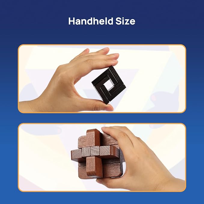 9pcs Puzzles Bulk Gift for Kids, and Adults Retro Wooden and Metal Unlock - Image 6