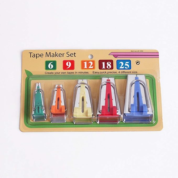 YICBOR Bias Tape Maker Set 6MM/9MM/12MM/18MM/25MM 5 Sizes DIY Quilting Tools Kit - Image 4