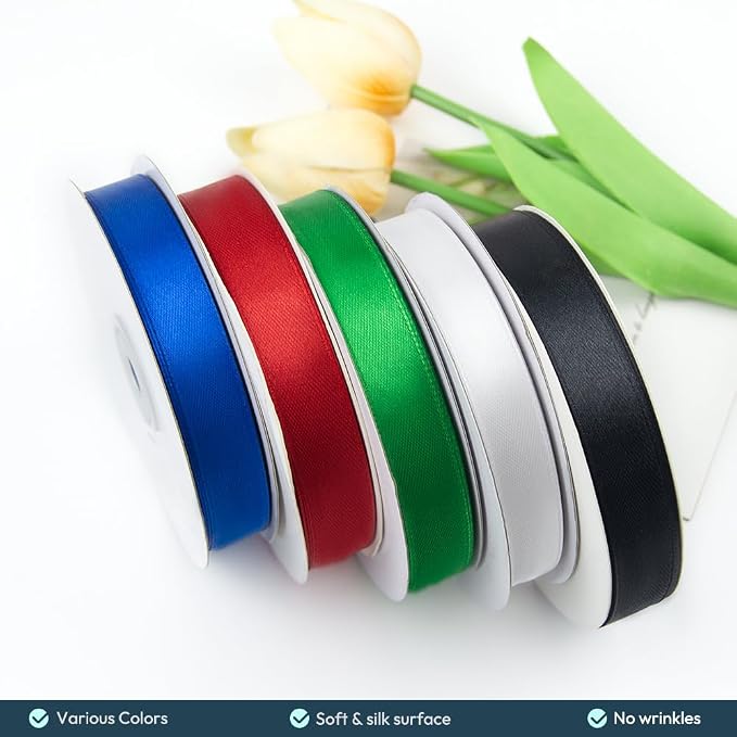 KMER LIFE 5/8" Wide x 50 Yards Royal Blue Satin Ribbon - Image 5