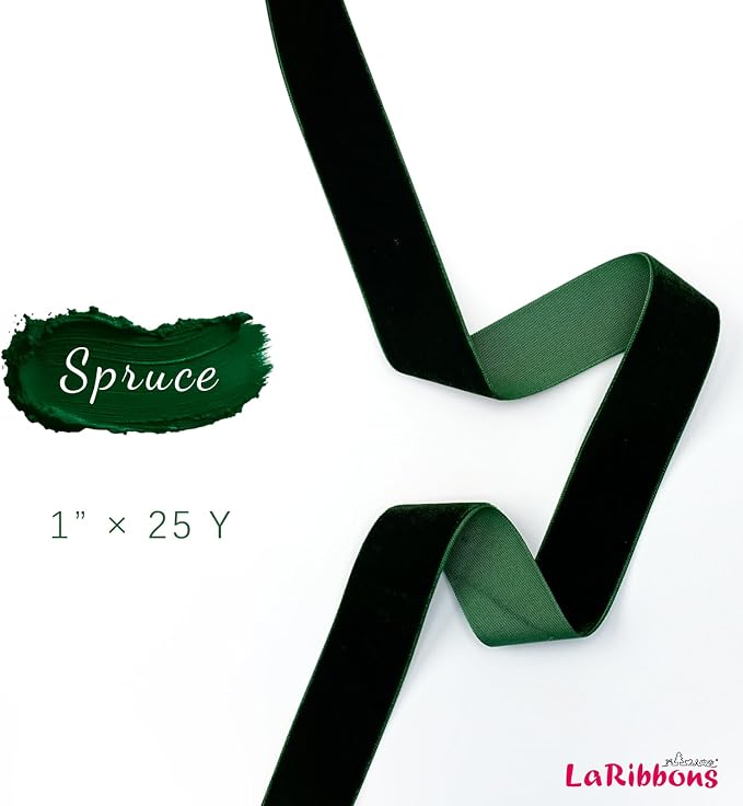 LaRibbons Thin Velvet Ribbon 1 Inch x 25 Yards, Dark Green Velvet Ribbon - Image 7