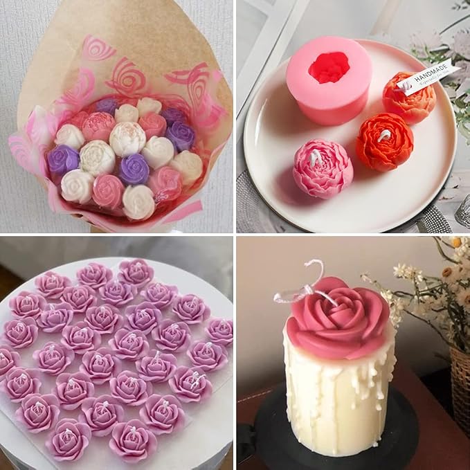 6 Pcs Flower Silicone Molds Set, FAURAPMNG Bloom 3D Rose Flower Fondant - Image 7