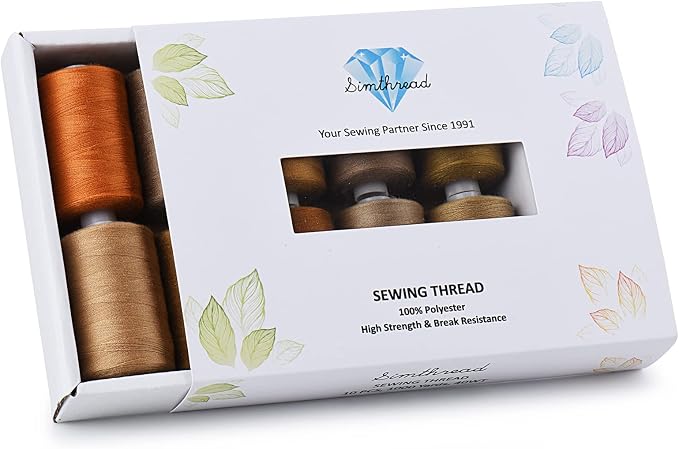 Simthread All Purpose Sewing Thread, 10 Spool Assorted Brown Series 1000 Yards - Image 6