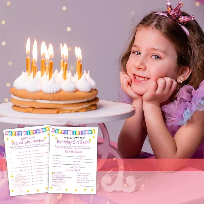 Birthday Party Games Set for Girls- 20 Birthday Double Sided Games Cards Set- - Image 6