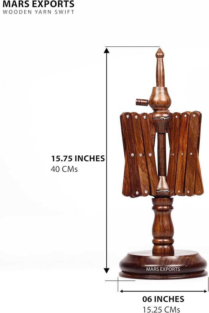 Wooden Yarn Winder for Knitting and Crocheting, Rosewood Swift Hand Operated - Image 6
