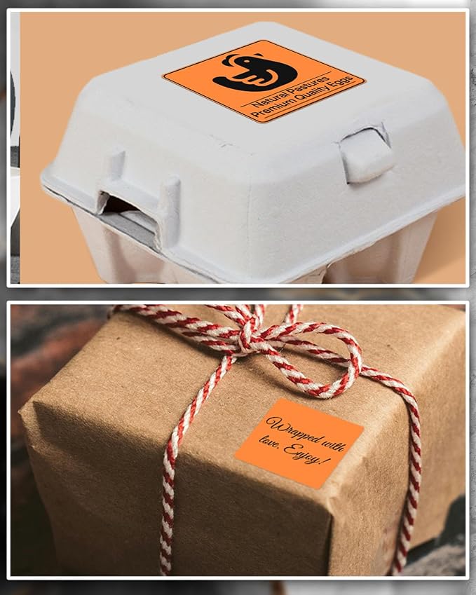 iEager Orange Square Thermal Label Stickers, 500 Sheets/Roll - Image 7