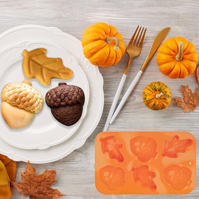 3 Pack Acorn Leaf Silicone Chocolate Molds, 3D Thanksgiving Fall Theme Candy - Image 7
