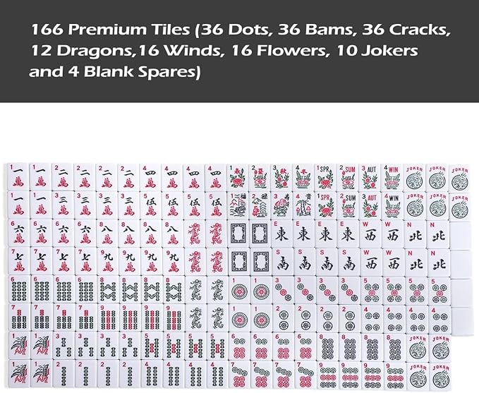 American Mahjong Game Set, 166 Quality White Tiles, 4 All-in-One Color - Image 9