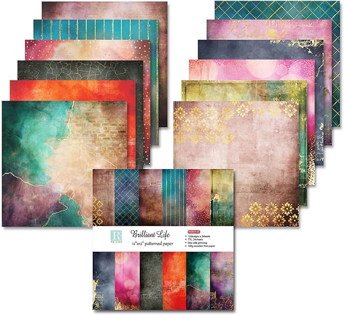 Scrapbook Paper Pad 12x12, Foil Floral Patterned Cardstock Paper Pads, - Image 9