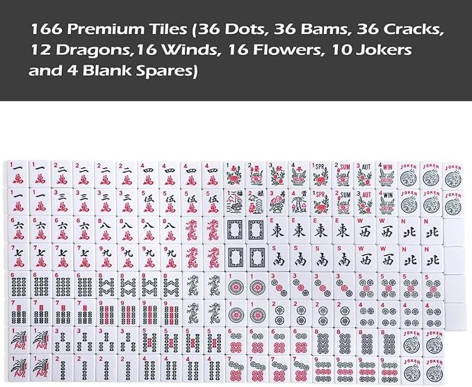 American Mahjong Game Set, 166 White Tiles, 4 All-in-One Color Rack/Pushers - Image 8