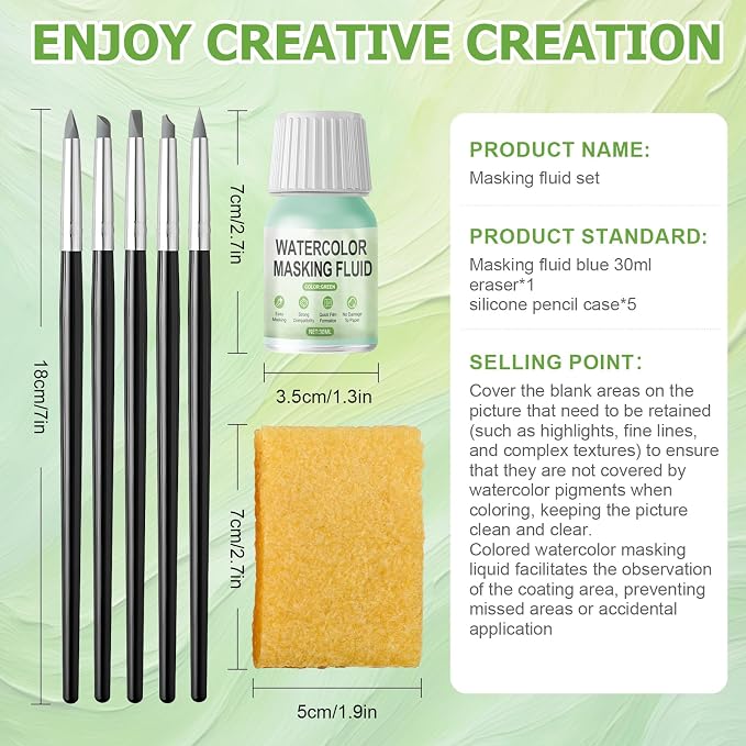 WANJAO Masking Fluid for Watercolor Painting, Liquid Masking Tape - Image 7