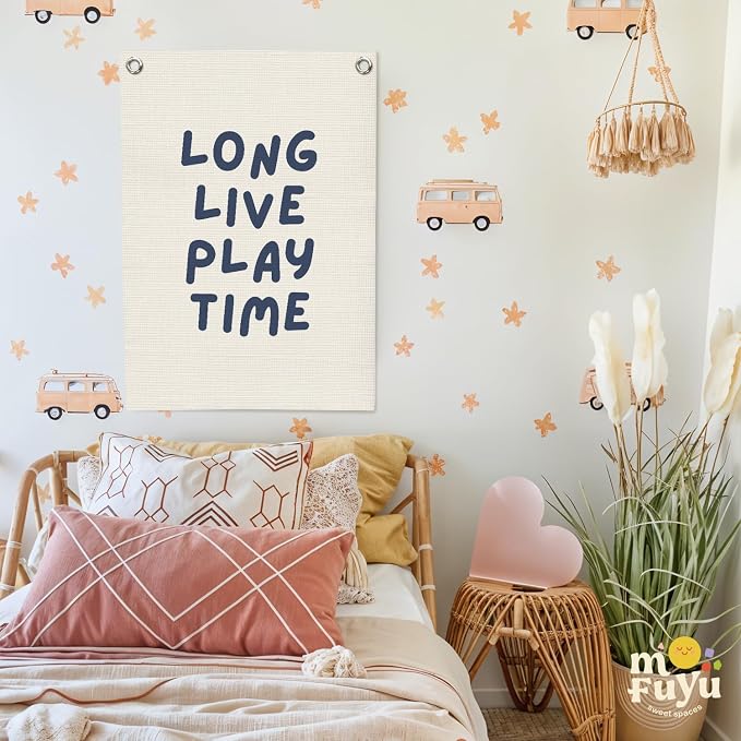 Play Room Wall Decor, Long Live Boyhood Linen Canvas Banner, Playroom Decor - Image 7