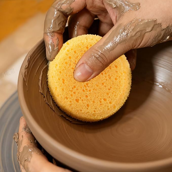 15pcs Pottery Sponges for Clay Round Painting Sponge Yellow Elasticity Cleaning - Image 7