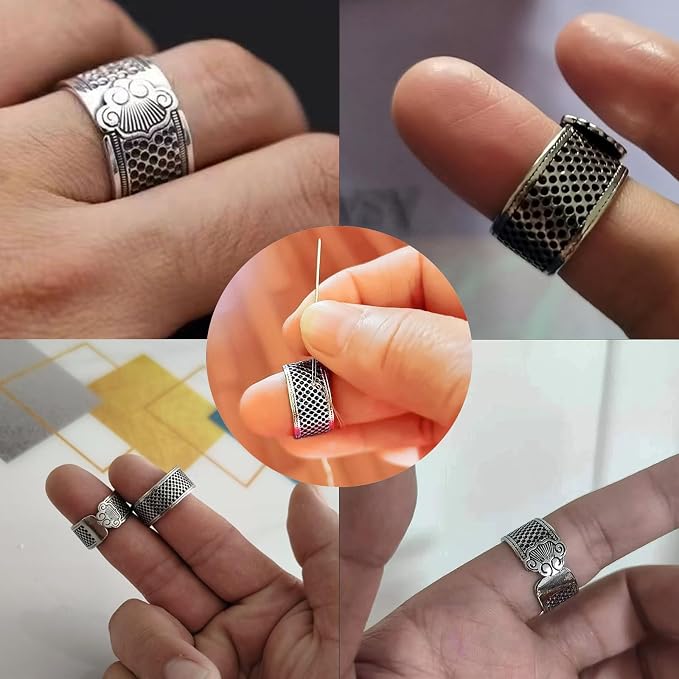 Lilaly 3 Pcs Thimble Metal Sewing Thimble Thimbles - Image 5