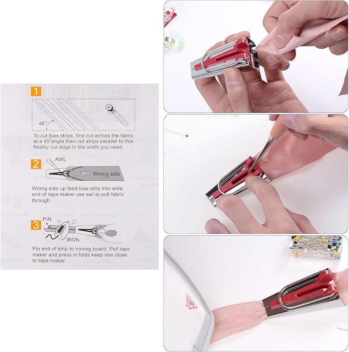 HARFINGTON Bias Tape Maker Kit 9mm Single and Double Fold Fabric Bias Binding - Image 6