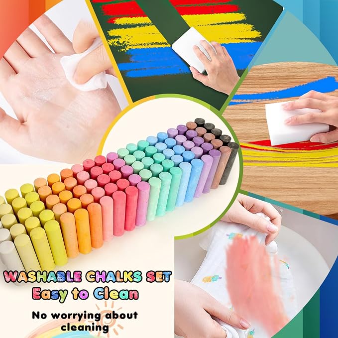 200PCS Washable Sidewalk Chalks Set in 20 Colors: Jumbo Drawing Chalk - Image 7