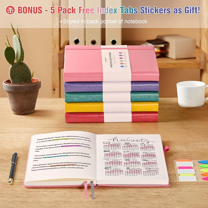 5 Pack Lined Notebook Journal for Women, 312 Numbered Pages Thick Notebooks Bulk - Image 6