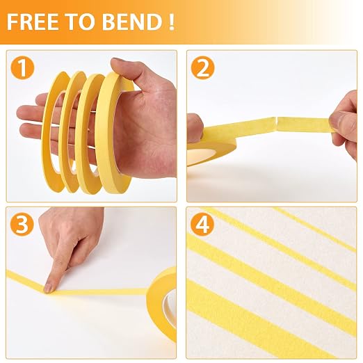 QDiShi 4 Rolls Fine Line Tape, Fineline Masking Tape in 1/16, 1/4 and 1/2 Inch - Image 3
