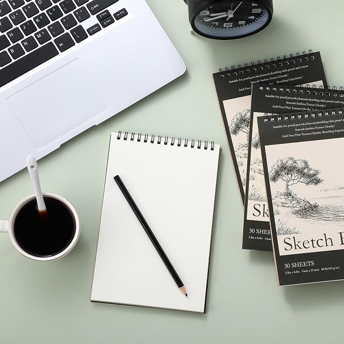 Jexine 20 Pcs 5.5'' x 8.5'' Top Spiral Bound Sketch Book 30 Sheet Each - Image 6