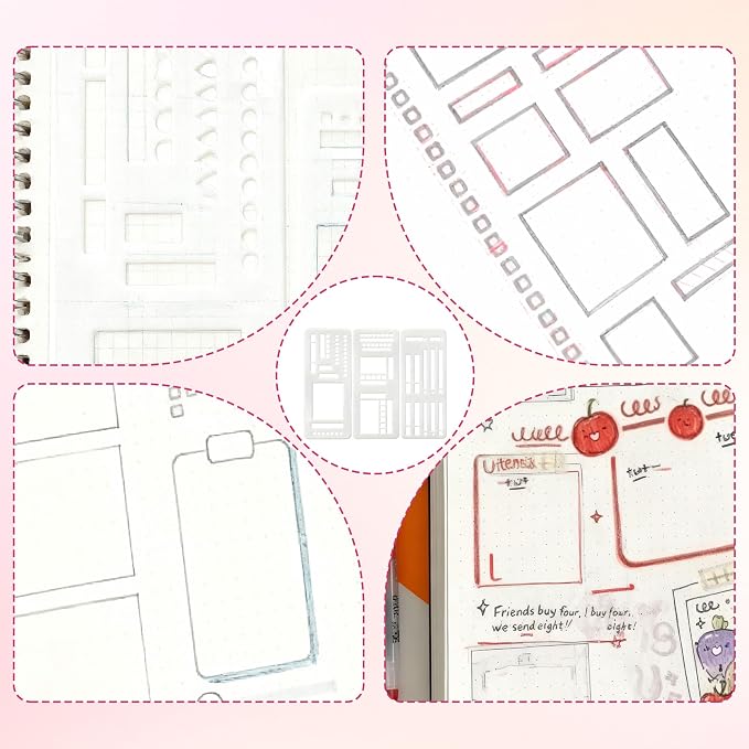 3 Pcs Journal Stencil Set – Reusable Flexible Templates - Image 7