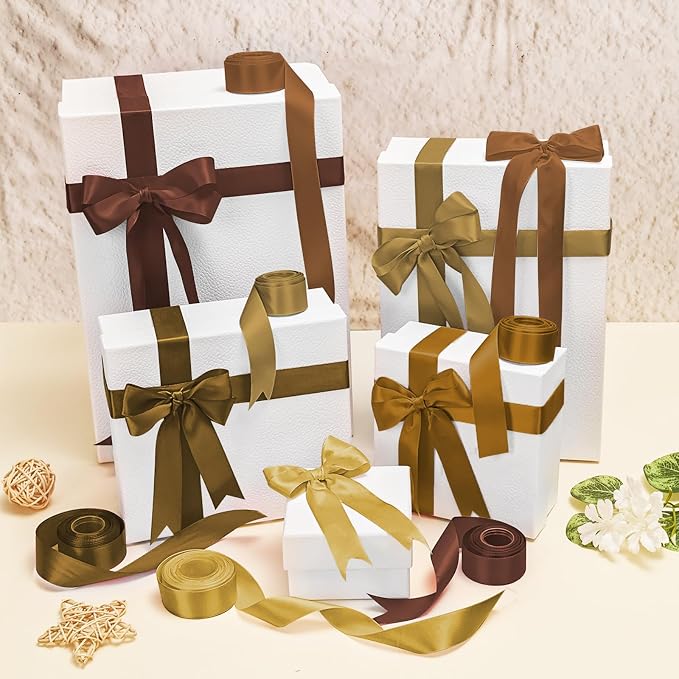 1 Inch Brown Satin Ribbons for Crafts, 6 Rolls Single-Faced Brown Assorted - Image 8