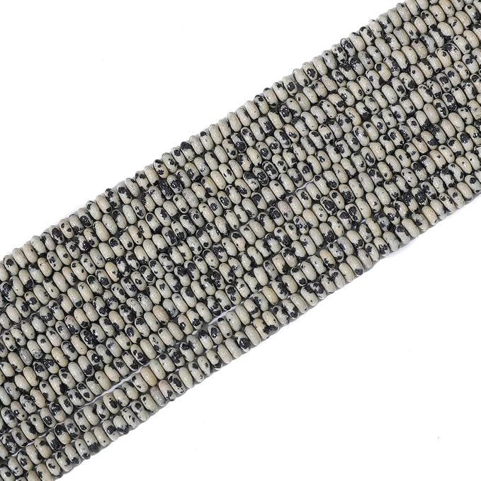 Natural Dalmatian Disk Stone Beads 4x2mm 160pcs Rondelle Loose Semi Gemstone - Image 7