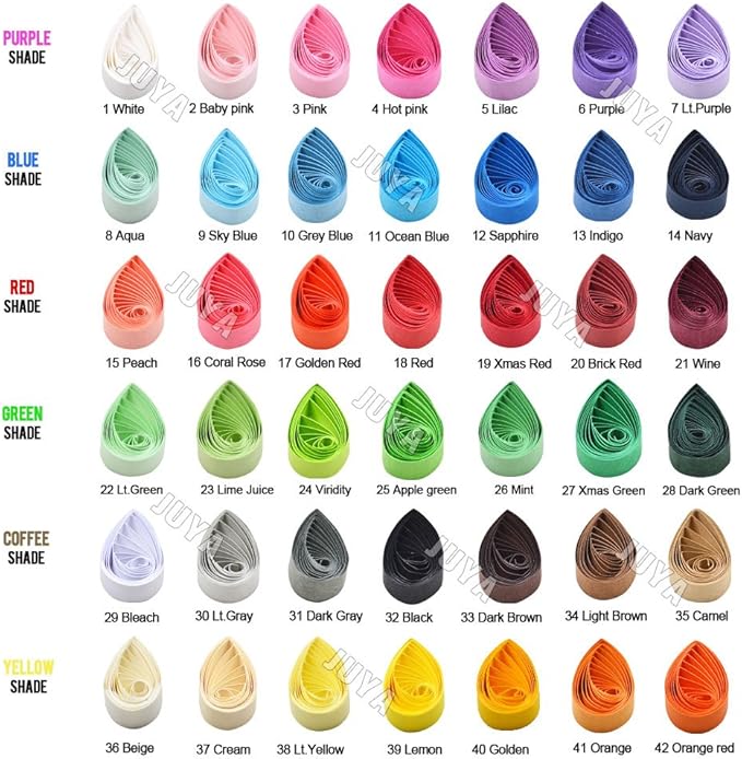 JUYA Single Color Paper Quilling Strips Set 42 Colors 100 Strips per Pack - Image 6