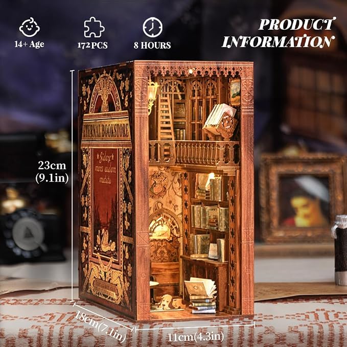 Fsolis Book Nook Kit DIY Miniature House Kit, 3D Wooden Puzzles - Image 6