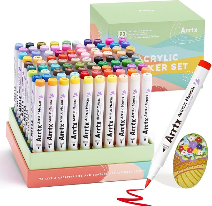 Arrtx 90 Colors Paint Markers Pens, Acrylic Paint Pens - Image 9