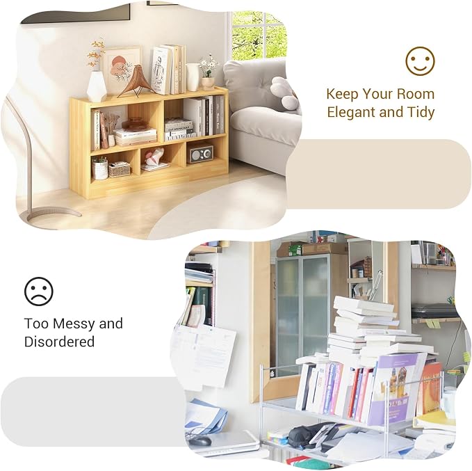 LOKO 2 Tier 5 Cube Bookcase, Open Shelf Storage Cabinet, Wooden Display Cabinet - Image 7