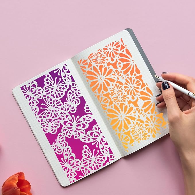 Floral Stencils for Crafts Reusable Damask Texture Stencils for Painting - Image 7