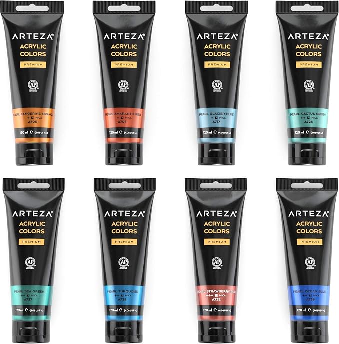 Arteza Metallic Acrylic Paint, Rich Pigments, Non Fading, Non Toxic Paints - Image 8