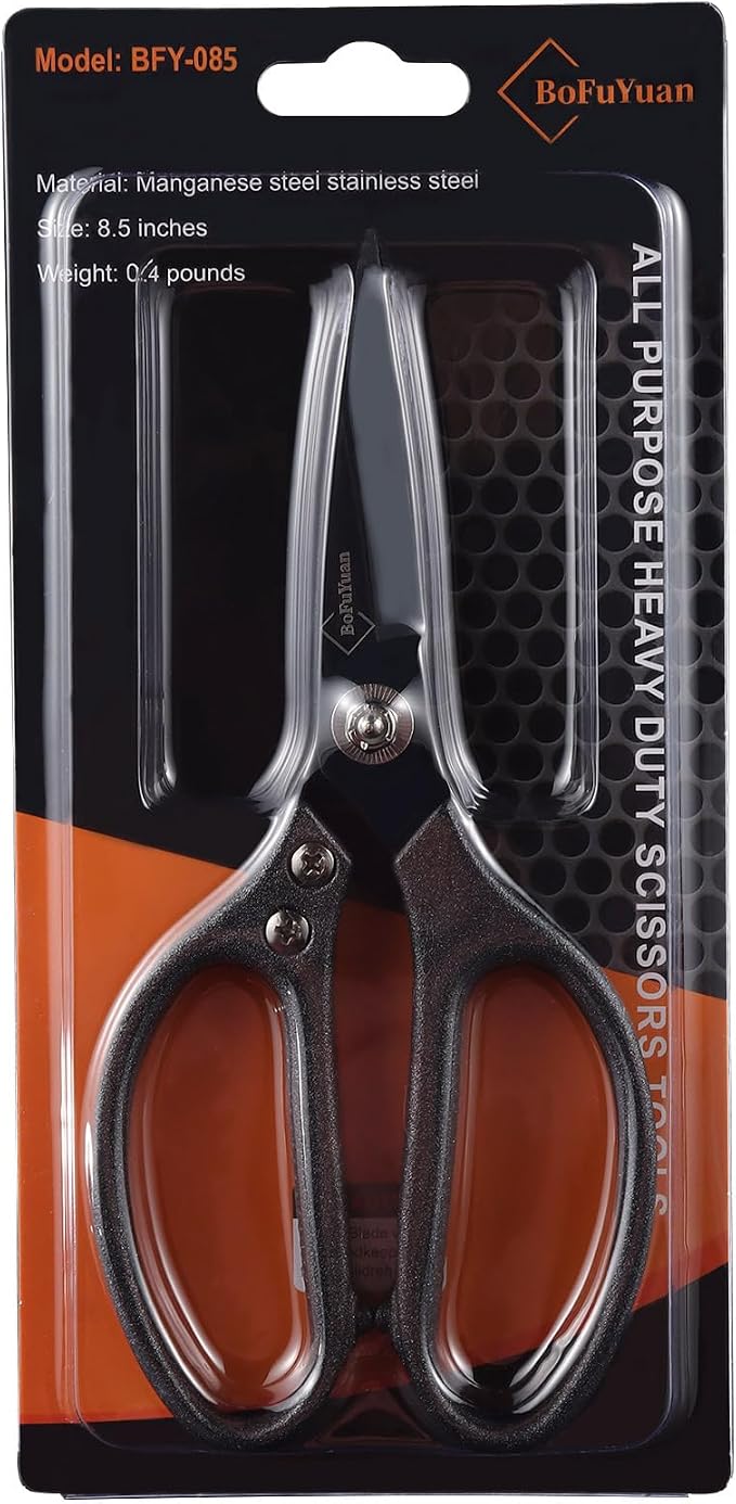 Heavy Duty All Purpose Scissors, Stainless Steel Blades, Frosted Gray Comfort - Image 7
