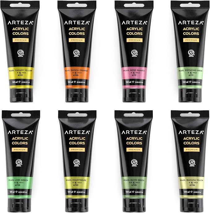 Arteza Metallic Acrylic Paint, Rich Pigments, Non Fading, Non Toxic Paints - Image 8