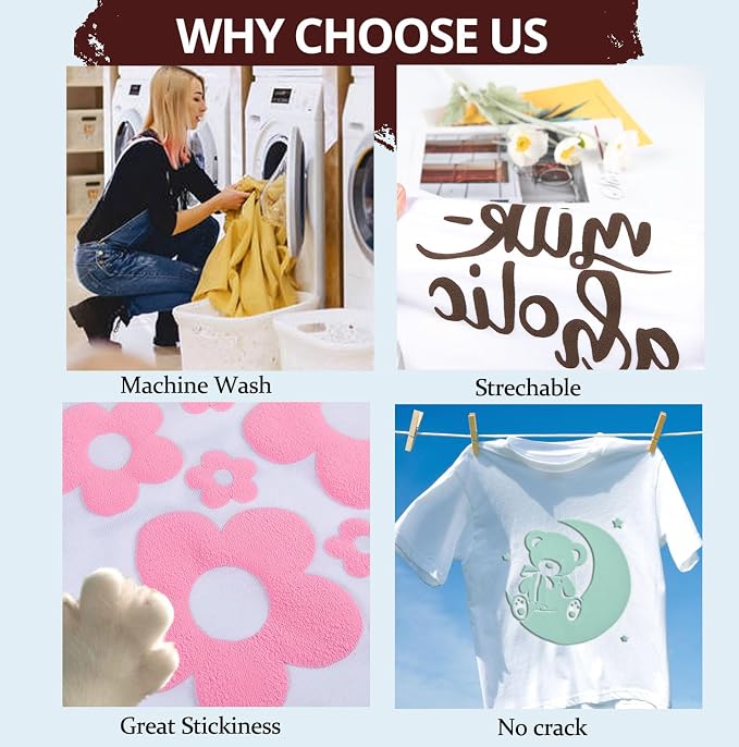 HTVRONT Puff Vinyl Heat Transfer -10" x 6ft Reddish Brown 3D Puff Heat Transfer - Image 7
