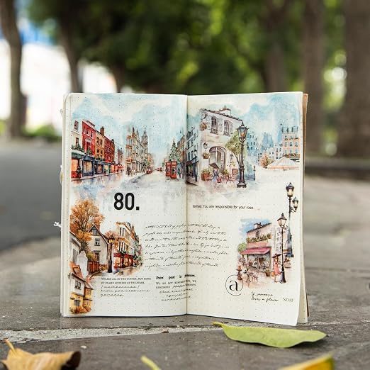 PET Tape Stickers for Journaling, 6 Rolls Transparent Street Landscape Stickers - Image 7