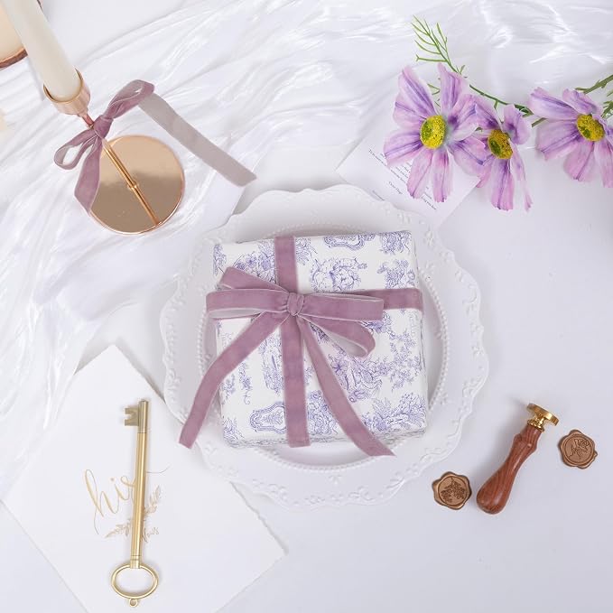 Vintage Lavender Velvet Ribbon Lilac Christmas Ribbon - Image 3