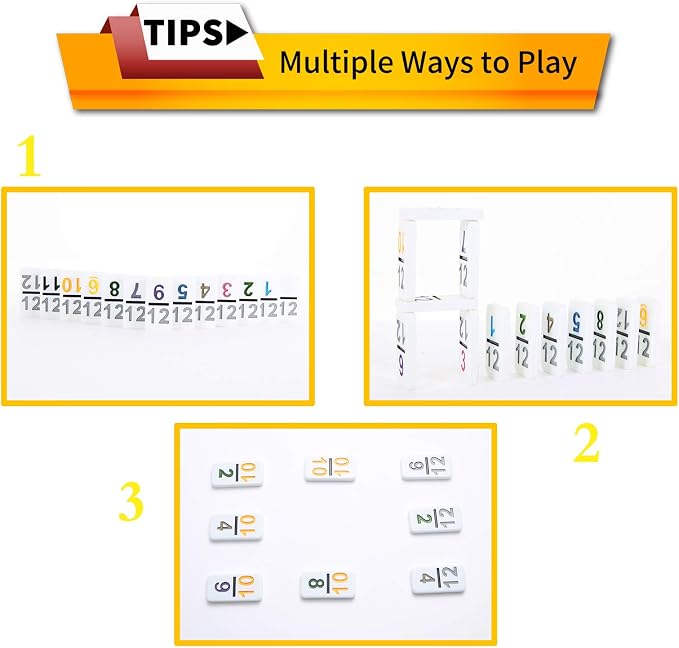 NOLIE Mexican Train Game, Double 12 Domino Set, Colored Number Dominoes - Image 7
