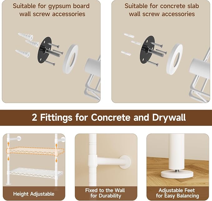 L3 Industrial Pipe Closet Organizer System, Wall Mounted Clothes Rack Clothing - Image 8