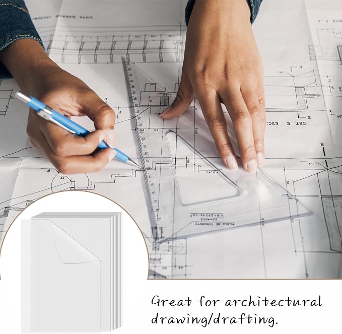 100 PCS 11x17 Inch Translucent Vellum Paper 60 GSM Drafting Vellum Tracing - Image 6